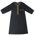 thumbnail image 1 of IBTOM CASTLE Robe for Boys Muslim Long Sleeve Thobe Abaya Saudi Arab Kaftan Islamic Zipper Arabic Dubai Dress with Pockets 4-5 Years Black, 1 of 8