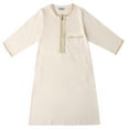 thumbnail image 1 of IBTOM CASTLE Robe for Boys Muslim Long Sleeve Thobe Abaya Saudi Arab Kaftan Islamic Zipper Arabic Dubai Dress with Pockets 7-8 Years Beige, 1 of 8
