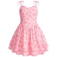 thumbnail image 1 of IBTOM CASTLE Teen Girls Floral Spaghetti Strap Sundress Party Dress | Adjustable Bow V Neck Ruffle Summer Dress, Tween Girls Graduation Dance Dress,Teens Birthday Holiday Dresses Pink, 1 of 7