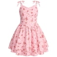 thumbnail image 1 of IBTOM CASTLE Teen Girls Floral Spaghetti Strap Sundress Party Dress | Adjustable Bow V Neck Ruffle Summer Dress, Tween Girls Graduation Dance Dress,Teens Birthday Holiday Dresses Pink-floral, 1 of 7