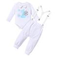 thumbnail image 1 of IBTOM CASTLE Toddler Baby Boy Winter Snowflake 1st Birthday Outfits Set Long Sleeve Romper Long Pants Suspenders Crown Fall Winter Clothes for Cake Smash Photo Props 1 Year White & 4pcs, 1 of 8