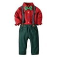 thumbnail image 1 of IBTOM CASTLE Toddler Baby Boys Baptism Christening Outift Gentleman Bowtie Shirt + Long Suspender Pants Wedding Birthday Formal Tuxedo Overalls Clothes, 1 of 8