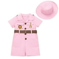 thumbnail image 1 of IBTOM CASTLE Toddler Baby Boys Girls Lion Giraffe Birthday Outfit One Piece Romper Jumpsuit with Belt and Hat Jungle Safari Cake Smash Clothes 2-3 Years Pink, 1 of 8