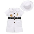 thumbnail image 1 of IBTOM CASTLE Toddler Baby Boys Girls Lion Giraffe Birthday Outfit One Piece Romper Jumpsuit with Belt and Hat Jungle Safari Cake Smash Clothes 2-3 Years White, 1 of 8