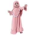 thumbnail image 1 of IBTOM CASTLE Toddler Baby Girl Abaya Dress with Hijab Long Sleeve Smocked Dress Islamic Dubai Full Cover Modest Muslim Dress 18-24 Months Pink, 1 of 7