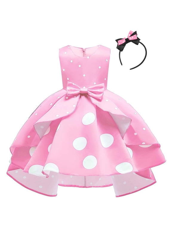 Toddler Baby Girl Polka Dots Mini Tutu Dress Mouse Ears Princess Costume Kids Birthday Fancy Dress up Halloween Christmas Carnival Party Cosplay Clothing Set 18-24 Months Pink