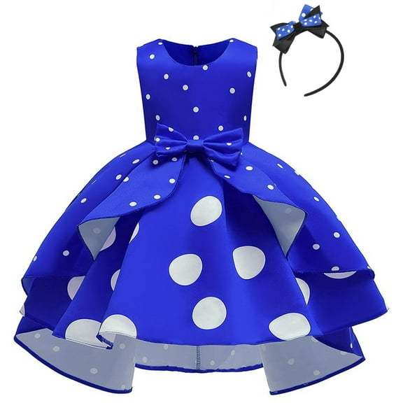 IBTOM CASTLE Toddler Baby Girl Polka Dots Mini Tutu Dress Mouse Ears Princess Costume Kids Birthday Fancy Dress up Halloween Christmas Carnival Party Cosplay Clothing Set 4-5 Years Blue