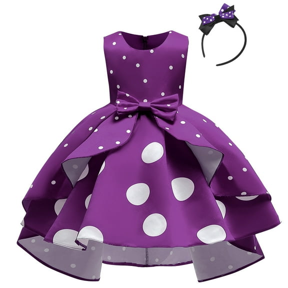 IBTOM CASTLE Toddler Baby Girl Polka Dots Mini Tutu Dress Mouse Ears Princess Costume Kids Birthday Fancy Dress up Halloween Christmas Carnival Party Cosplay Clothing Set 6-7 Years Purple