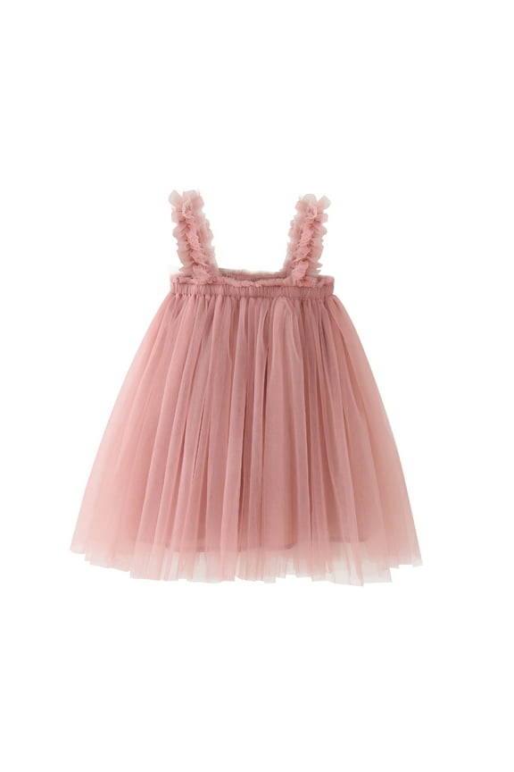 Toddler Baby Girl Princess Tutu Dress Tulle Bowknot Birthday Cake Smash Outfit Summer Wedding Dress for Photo Shoot 9-12 Months Dusty Pink
