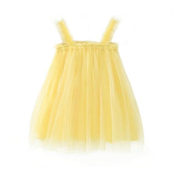 IBTOM CASTLE Toddler Baby Girl Princess Tutu Dress Tulle Bowknot Birthday Cake Smash Outfit Summer Wedding Dress for Photo Shoot 4-5 Years Yellow