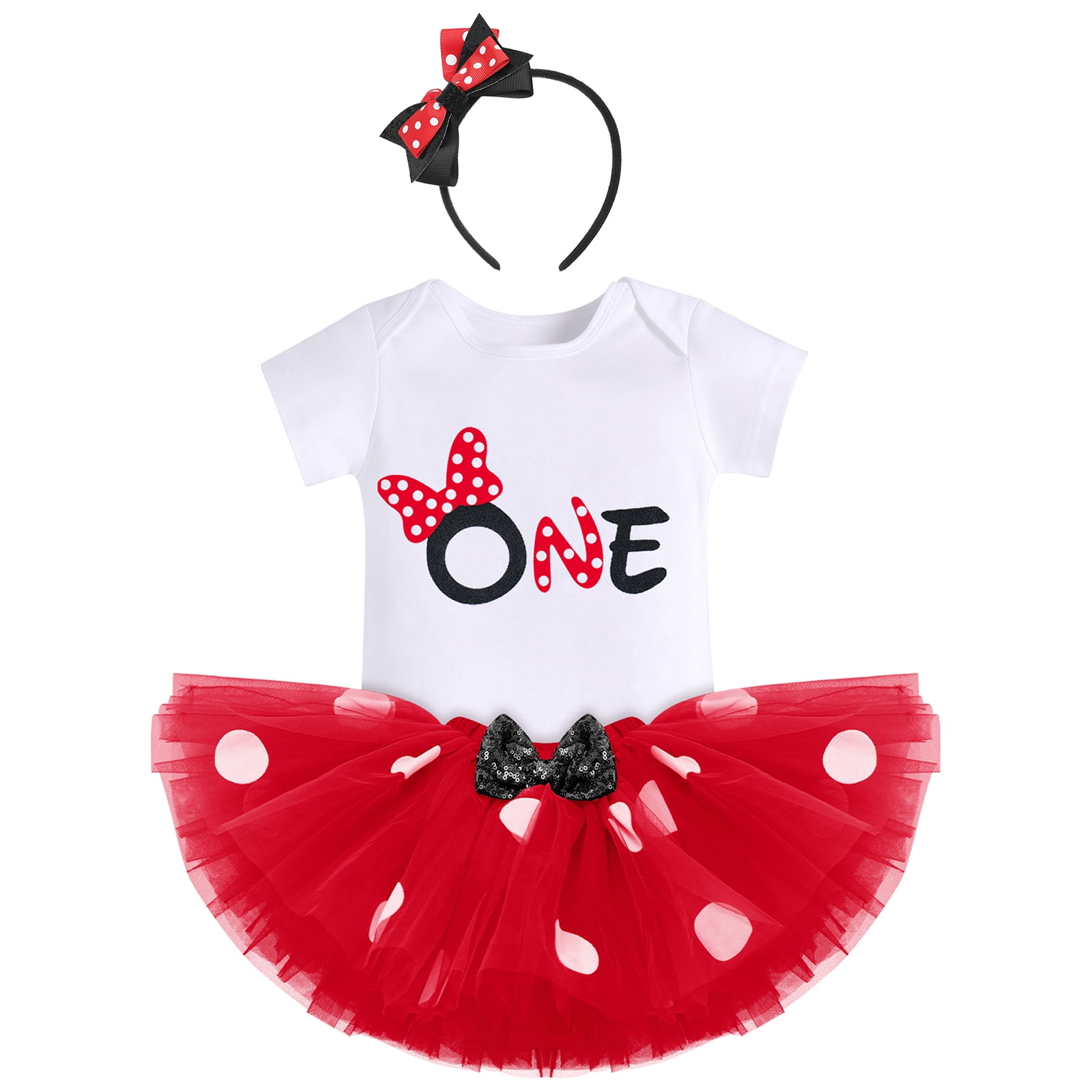 IBTOM CASTLE Toddler Baby Girls 1st 2nd Birthday Outfit Mini Polka Dots