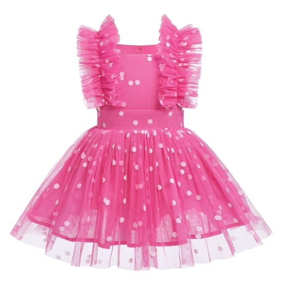 IBTOM CASTLE Toddler Baby Girls 1st Birthday Outfit Princes Dress with Diaper Cover Lace Ruffles Romper Tutu for Cake Smash Photo Shoot 18-24 Months Hot Pink