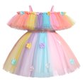 thumbnail image 1 of IBTOM CASTLE Toddler Baby Girls Birthday Party Dress Butterfly Embroidery Princess Tulle Tutu Wedding Pageant Evening Prom Ball Gown 12-18 Months Rainbow Flower, 1 of 8