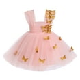 thumbnail image 1 of IBTOM CASTLE Toddler Baby Girls Birthday Party Dress Butterfly Embroidery Princess Tulle Tutu Wedding Pageant Evening Prom Ball Gown 18-24 Months Pink + Gold Butterfly, 1 of 8