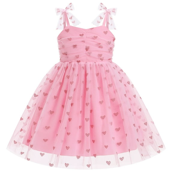 IBTOM CASTLE Toddler Baby Girls Birthday Party Princess Tutu Dress Floral Backless Ruffle Tulle Dresses for Cake Smash 18-24 Months Light Pink Heart