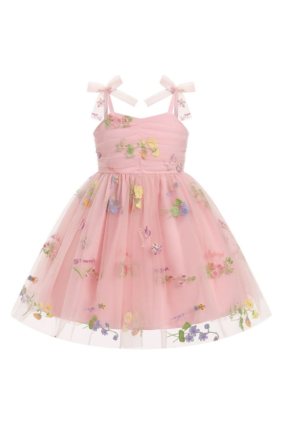Toddler Baby Girls Birthday Party Princess Tutu Dress Floral Backless Ruffle Tulle Dresses for Cake Smash 2-3 Years Pink Floral