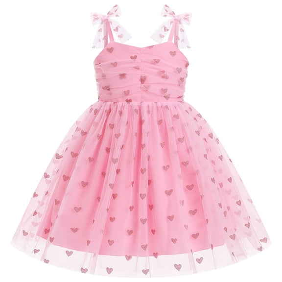 IBTOM CASTLE Toddler Baby Girls Birthday Party Princess Tutu Dress Floral Backless Ruffle Tulle Dresses for Cake Smash 3-4 Years Light Pink Heart