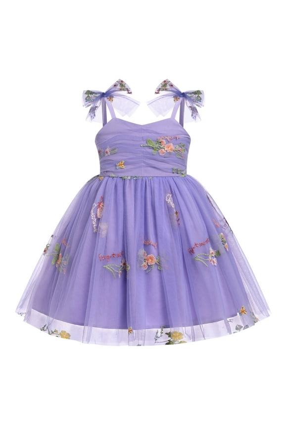 Toddler Baby Girls Birthday Party Princess Tutu Dress Floral Backless Ruffle Tulle Dresses for Cake Smash 3-4 Years Purple Floral