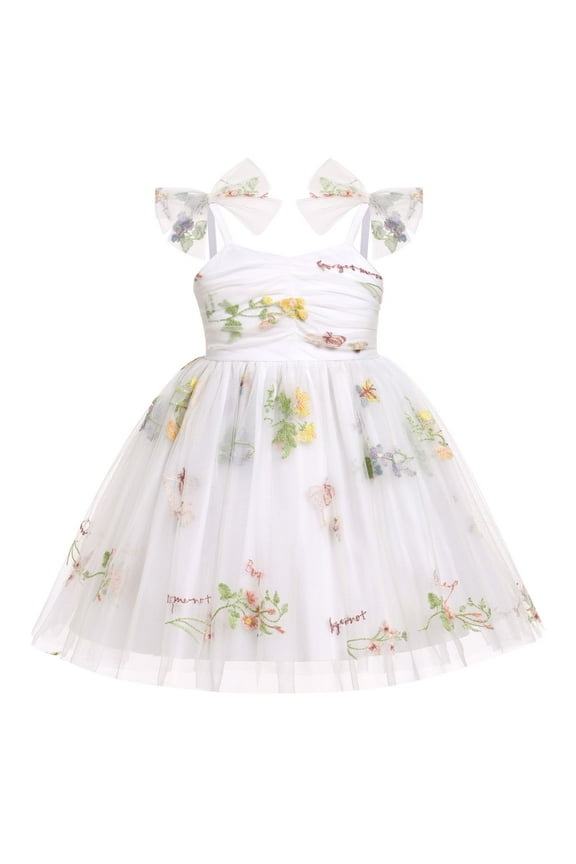 Toddler Baby Girls Birthday Party Princess Tutu Dress Floral Backless Ruffle Tulle Dresses for Cake Smash 3-4 Years White Floral