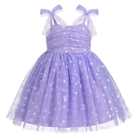 IBTOM CASTLE Toddler Baby Girls Boho Rainbow Tutu Floral Sequin Sleeveless Backless Ruffle Tulle Dress Princess Birthday Party Sundress 12-18 Months Purple Heart