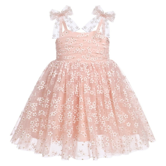 IBTOM CASTLE Toddler Baby Girls Boho Rainbow Tutu Floral Sequin Sleeveless Backless Ruffle Tulle Dress Princess Birthday Party Sundress 12-18 Months Pink Daisy