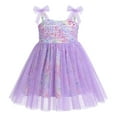 thumbnail image 1 of IBTOM CASTLE Toddler Baby Girls Boho Rainbow Tutu Floral Sequin Sleeveless Backless Ruffle Tulle Dress Princess Birthday Party Sundress 2-3 Years Purple Stars, 1 of 8