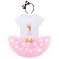thumbnail image 1 of IBTOM CASTLE Toddler Baby Girls Cake Smash First Birthday Outfits Polka Dots Romper Tulle Dress Mouse Ear Princess Clothes 1 Year Pink 1 Dots, 1 of 8