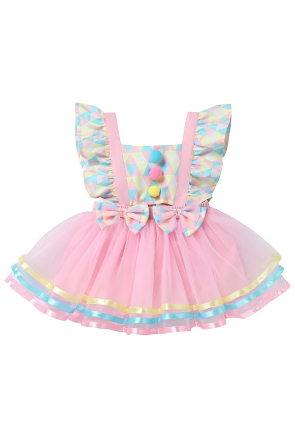 Toddler Baby Girls Carnival Circus 1st Birthday Cake Smash Party Outfit Princess Tutu Dress 12-18 Months Pink - Dress