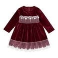 thumbnail image 1 of IBTOM CASTLE Toddler Baby Girls Christmas Dress Lace Velvet Long Sleeve Ruffle Princess Wedding Birthday Party Dress Fall Winter Clothes 2-3 Years Wine Red, 1 of 8