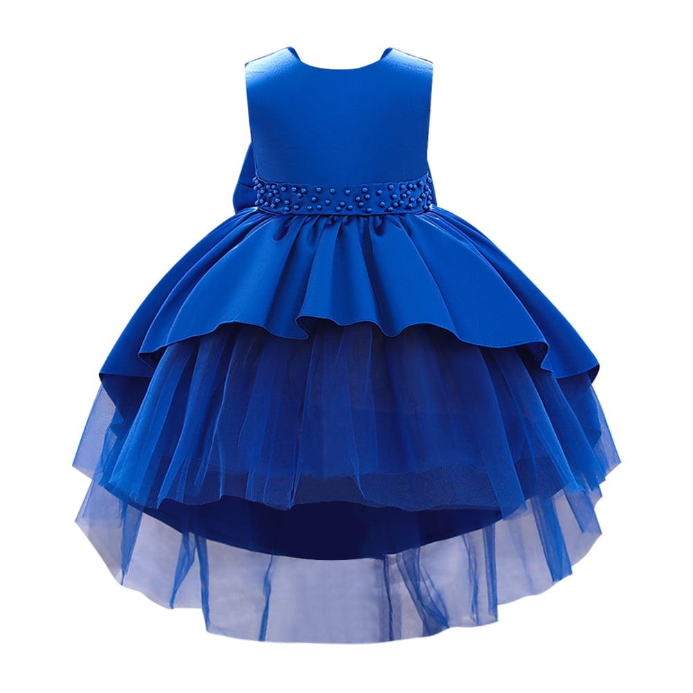 IBTOM CASTLE Toddler Baby Girls Dress Formal Bowknot Tutu Backless Puffy Tulle Gowns Princess Wedding Baptism Pageant Birthday Party Wear 5-6 Years Royal Blue