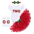 thumbnail image 1 of IBTOM CASTLE Baby Girls Strawberry 1st 2nd Birthday Outfit Romper Tutu Skirt Headband Leg Warmers for Cake Smash Photo Shoot, 1 of 11