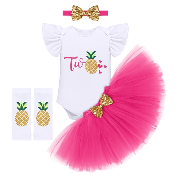 IBTOM CASTLE Baby Girls Strawberry 1st 2nd Birthday Outfit Romper Tutu Skirt Headband Leg Warmers for Cake Smash Photo Shoot