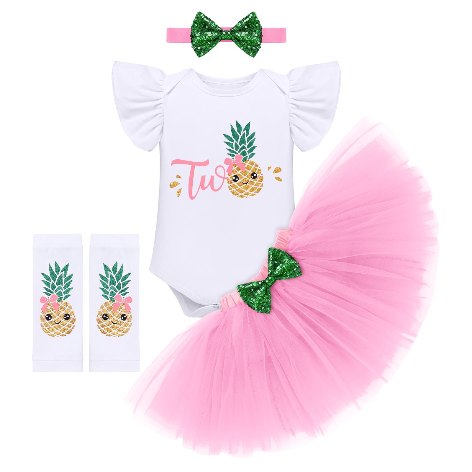 IBTOM CASTLE Baby Girls Strawberry 1st 2nd Birthday Outfit Romper Tutu Skirt Headband Leg Warmers for Cake Smash Photo Shoot
