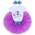 thumbnail image 1 of IBTOM CASTLE Toddler Baby Girls Mermaid 1st Birthday Outfit Princess Romper + Tutu Skirt + Shiny Bowknot Headband Cake Smash Clothes Set, 3-Piece, 1 of 8
