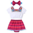 thumbnail image 1 of IBTOM CASTLE Toddler Baby Girls Mexican Traditional Fiesta Cinco de Mayo Outfit Floral Print Top + Skirt + Headband Photo Shoot Clothes 6-12 Months Hot Pink, 1 of 8