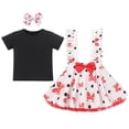 thumbnail image 1 of IBTOM CASTLE Toddler Baby Girls Mouse Birthday Outfit Short Sleeve Pullover T-shirt Suspender Skirt with Headband Cake Smash Casual Outfits 12-18 Months Black + Red, 1 of 8
