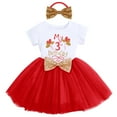 thumbnail image 1 of IBTOM CASTLE Toddler Baby Girls Princess Shiny Sequin Bow Tutu Dress with Headband 3rd Birthday Outfits Cake Smash Party Clothes Set 3 Years Red - Balloon, 1 of 8