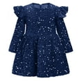 thumbnail image 1 of IBTOM CASTLE Toddler Baby Girls Sequin Velvet Tutu Dress Long Sleeve Princess Christmas Wedding Birthday Party Dresses Fall Winter Clothes 2-3 Years Navy Blue, 1 of 5
