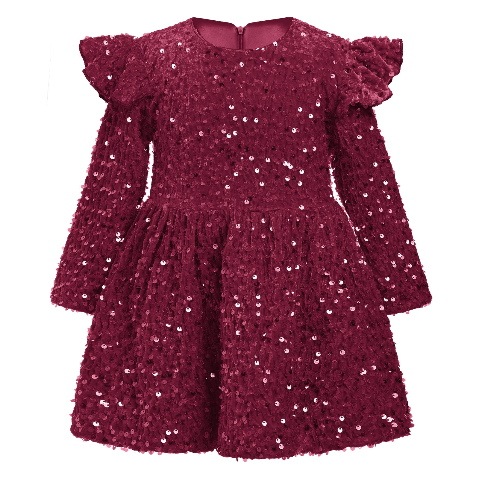 IBTOM CASTLE Toddler Baby Girls Sequin Velvet Tutu Dress Long Sleeve