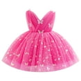 thumbnail image 1 of IBTOM CASTLE Toddler Baby Girls Shiny Butterfly Tutu Dress Princess Birthday Party Pageant Flower Girl Wedding V-Backless Dresses 12-18 Months Hot Pink, 1 of 9