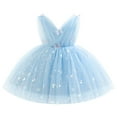 thumbnail image 1 of IBTOM CASTLE Toddler Baby Girls Shiny Butterfly Tutu Dress Princess Birthday Party Pageant Flower Girl Wedding V-Backless Dresses 2-3 Years Blue, 1 of 9