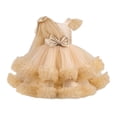 thumbnail image 1 of IBTOM CASTLE Toddler Baby Girls Shiny Sequin Heart Pageant Dress Sequins Heart Tulle Tutu Dress Flower Wedding Princess Birthday Party Prom Gown 18-24 Months Champagne, 1 of 7
