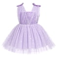 thumbnail image 1 of IBTOM CASTLE Toddler Baby Girls Tutu Dress Sleeveless V Neck Sparkle Sequins Glitters Princess Tulle Casual Birthday Party Dress 12-18 Months Purple, 1 of 8