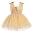 thumbnail image 1 of IBTOM CASTLE Toddler Baby Girls Tutu Dress Sleeveless V Neck Sparkle Sequins Glitters Princess Tulle Casual Birthday Party Dress 5-6 Years Champagne, 1 of 8