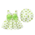 thumbnail image 1 of IBTOM CASTLE Toddler Baby Girls Tutu Dress Summer Sleeveless Backless Princess Birthday Party Dresses Flower Bowknot Sundress with Straw Hat Set 12-18 Months Green - Polka Dot, 1 of 3