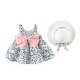 thumbnail image 1 of IBTOM CASTLE Toddler Baby Girls Tutu Dress Summer Sleeveless Backless Princess Birthday Party Dresses Flower Bowknot Sundress with Straw Hat Set 18-24 Months Pink + Blue, 1 of 8