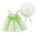 thumbnail image 1 of IBTOM CASTLE Toddler Baby Girls Tutu Dress Summer Sleeveless Backless Princess Casual Birthday Party Dresses Flower Bow Sundress with Straw Hat Set 2-3 Years Green Plaid + Heart, 1 of 4