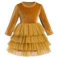 thumbnail image 1 of IBTOM CASTLE Toddler Baby Girls Velvet Tutu Dress Long Sleeve Princess Christmas Birthday Party Wedding Pageant Communion Dresses Fall Winter Clothes 7-8 Years Champagne Gold, 1 of 8