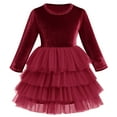 thumbnail image 1 of IBTOM CASTLE Toddler Baby Girls Velvet Tutu Dress Long Sleeve Princess Christmas Birthday Party Wedding Pageant Communion Dresses Fall Winter Clothes 3-4 Years Wine Red, 1 of 8