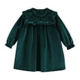 thumbnail image 1 of IBTOM CASTLE Toddler Baby Girls Velvet Tutu Dress Pageant Party Gown Kids Fall Winter Ruffle Long Sleeve Princess Christmas Birthday Party Wedding Evening Dress 5-6 Years Dark Green, 1 of 8